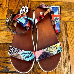 Colorful Snake Print Women's Sandals by Mia